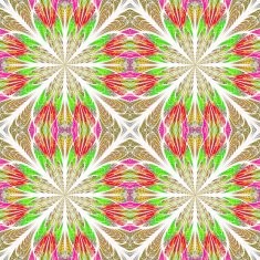 Symmetrical pattern in stained-glass window style Red and green palette