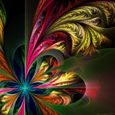 Diagonal asymmetrical multicolor fractal tracery