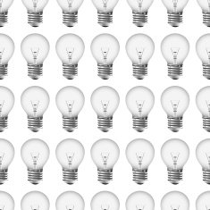Monochrome seamless pattern with realistic light bulbs