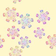 Seamless pastel colored snowflakes on yellow