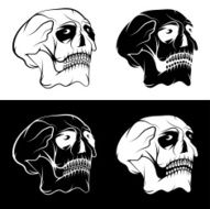 set of skulls with eyes vector design template