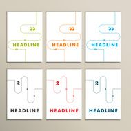 Set colorful abstract lines on a white background