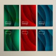 Set of six colored wavy line backgrounds