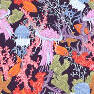 Vintage blue seamless sea summer background with algae N2