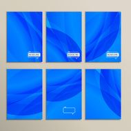 Set six abstract pictures of bright blue