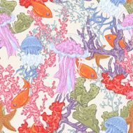 Vintage blue seamless sea summer background with algae N5