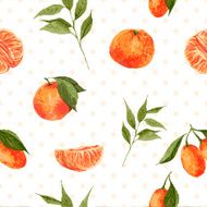 Seamless watercolor background with oranges and tangerines