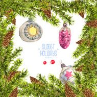 Watercolor Christmas vintage invitation card N2