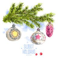 Watercolor Christmas vintage invitation card N3