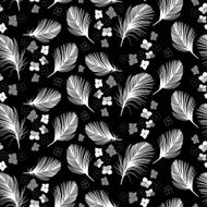 Seamless vector pattern with abstract flowers and feathers