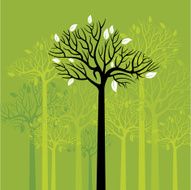The group of green trees Vector illustration