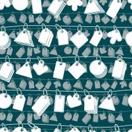 Sale tags on a rope seamless background monochrome