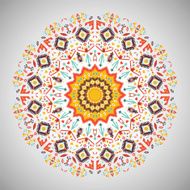 Ornamental round colorful geometric pattern in aztec style N5