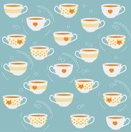 Cute tea cups Vector seamless pattern