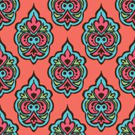 cute seamless floral damask pattern vector background N2
