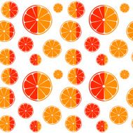 Orange and grapefruit slices seamless pattern background