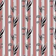 Seamless retro flowers pattern striped background