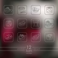 Set of sushi icons