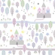 Seamless pattern with fairytale castle in the woods Wallpaper N2