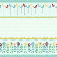 Cute seamless pattern with birds and flowers