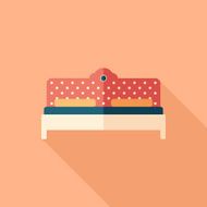 Art deco bed flat square icon with long shadows