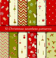 Set of 12 Christmas seamless patterns