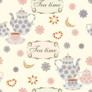 Seamless pattern with teapots and cups N3