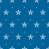 Vector blue seamless pattern with sea starfish