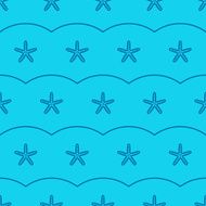 Vector marine seamless pattern with sea starfish