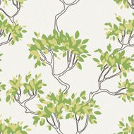 Vector seamless pattern of tree branches with leaves