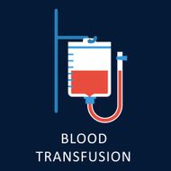 Blood transfusion flat icon with blood bag