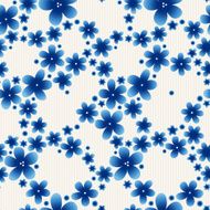 Blue floral seamless pattern on light background