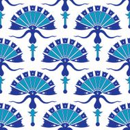 Vector Turkish Flowers Geometric Seamless Pattern