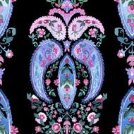 Beautiful Watercolor paisley seamless pattern N6