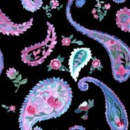 Beautiful Watercolor paisley seamless pattern N8