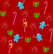 pattern for wrapping paper and filled with candy gingerbread
