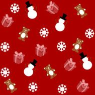 pattern for wrapping paper and filled with plush snowman
