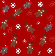 pattern for wrapping paper and filled with deer gingerbread