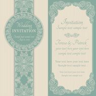 Baroque wedding invitation blue and beige N4
