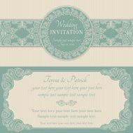 Baroque wedding invitation blue and beige N5