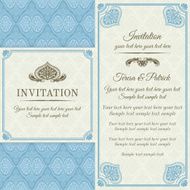 Baroque invitation gold blue and beige