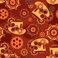 seamless pattern Steampunk mechanism N3
