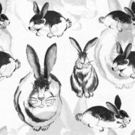 Rabbits seamless pattern in watercolor N2