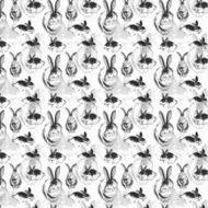 Rabbits seamless pattern in watercolor N4