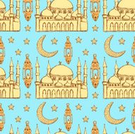Sketch Ramadan symbol in vintage style