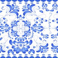 Seamless texture with blue floral ornament Gzhel style Vector