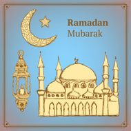 Sketch Ramadan symbol in vintage style N2