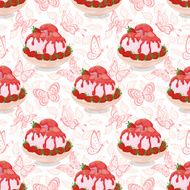 Seamless Ice Cream Strawberries and Butterflies