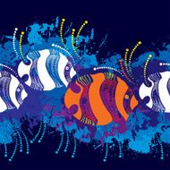 Seamless pattern with dotted fish in orange and white