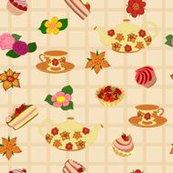 Pattern from the kettle cups cake cupcakes and flowers